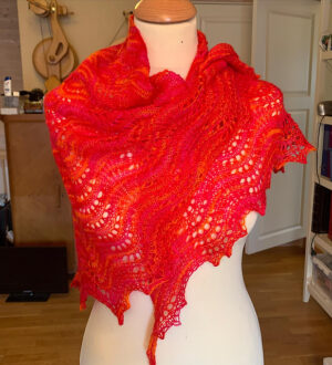 Feather and fan comfort shawl